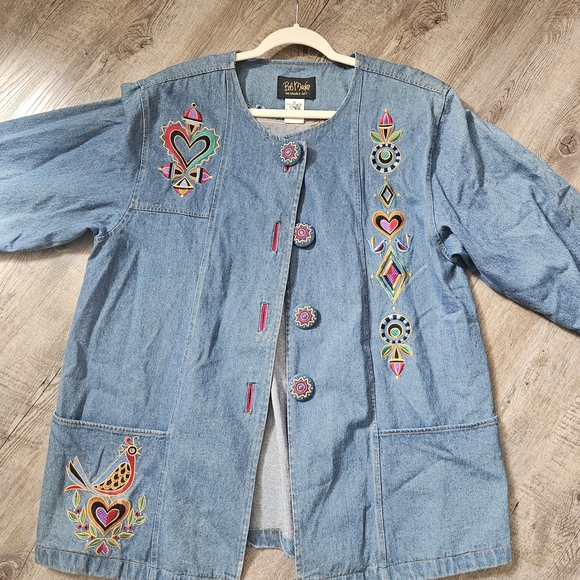 Colorful Embroidered Denim Jacket - Picture 2 of 6